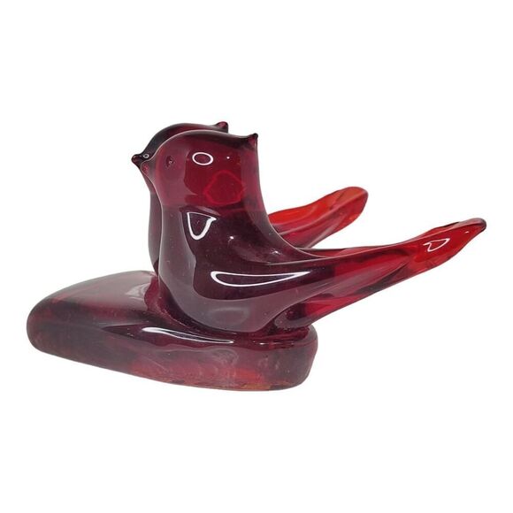 Vintage Double Cardinal of Love Art Glass Bird W Ward Signed 1993 Paperweight - Picture 3 of 14